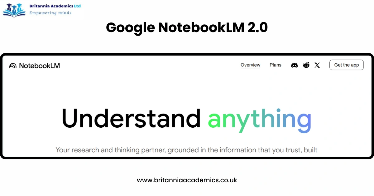 Google NotebookLM 2.0 - Britannia Academics LTD UK